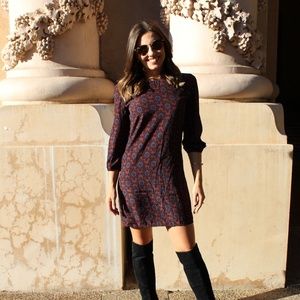 Francesca's Collection Sheath Dress Maroon & Navy Print Size M